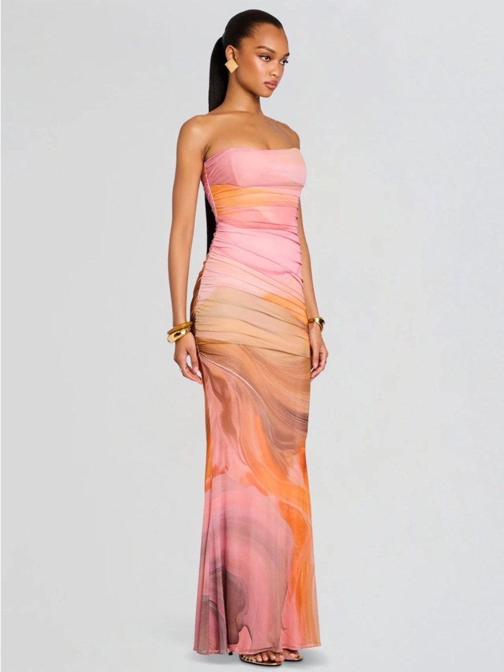 NWT Retrofete Isadore Maxi Long Dress Contour Brushstrokes Size Small - Picture 3 of 10